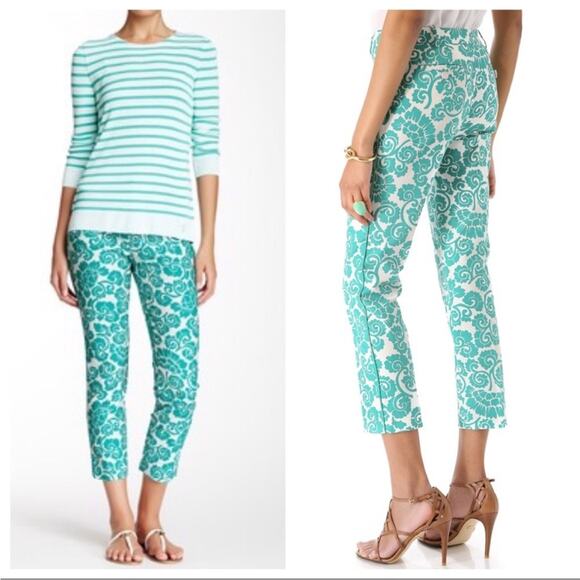 Tory Burch Walton Paisley Print Straight Leg Pants 4 EUC - Picture 1 of 7